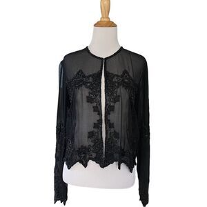 Vintage Marina Black  Beaded Bolero top